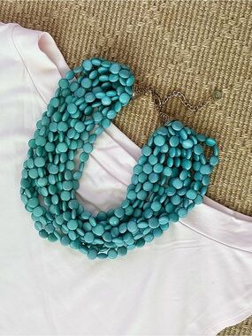 Turquoise 12-Strand Beaded Statement Necklace
